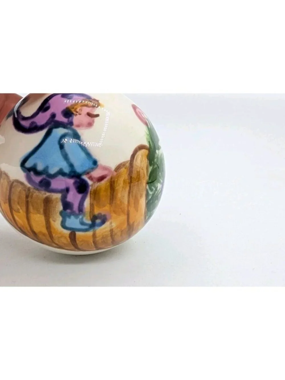 Shiny Brite USA 1981 Suzi Long Ceramic Christmas Ornament Handpainted 2”